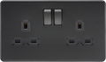 Knightsbridge MLA SFR9000MBB Screwless 13A 2G DP switched socket - matt black with black insert