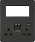Knightsbridge MLA SFR994AT Screwless Small Multimedia Combination  Plate with FASTCHARGE - Anthracite