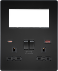 Knightsbridge MLA SFR994MBB Screwless Small Multimedia Combination  Plate with FASTCHARGE - Matt Black