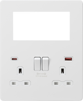 Knightsbridge MLA SFR994MW Screwless Small Multimedia Combination  Plate with FASTCHARGE - Matt White