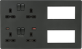 Knightsbridge MLA SFR998AT Screwless Combination Plate with Dual USB FASTCHARGE A+C - Anthracite