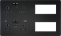 Knightsbridge MLA SFR998MBB Screwless Combination Plate with Dual USB FASTCHARGE A+C - Matt Black
