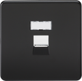 Knightsbridge MLA SFRJ45MB Screwless RJ45 network outlet - matt black with chrome shutter