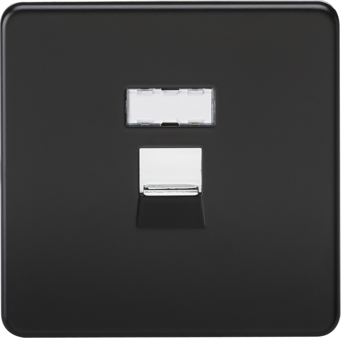 Knightsbridge MLA SFRJ45MB Screwless RJ45 network outlet - matt black with chrome shutter