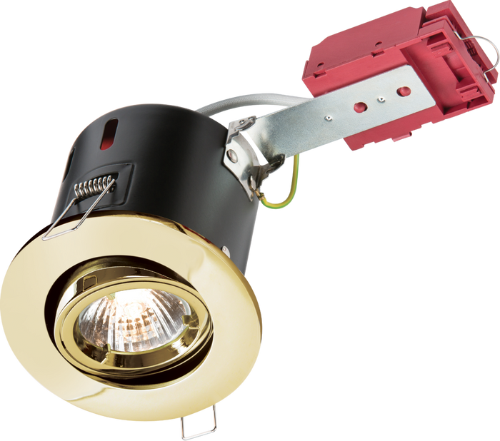 Knightsbridge MLA VFRSGICB 230V IP20 50W GU10 IC Fire-Rated Tilt Downlight Brass