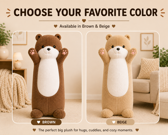 Large plush bear pillow features