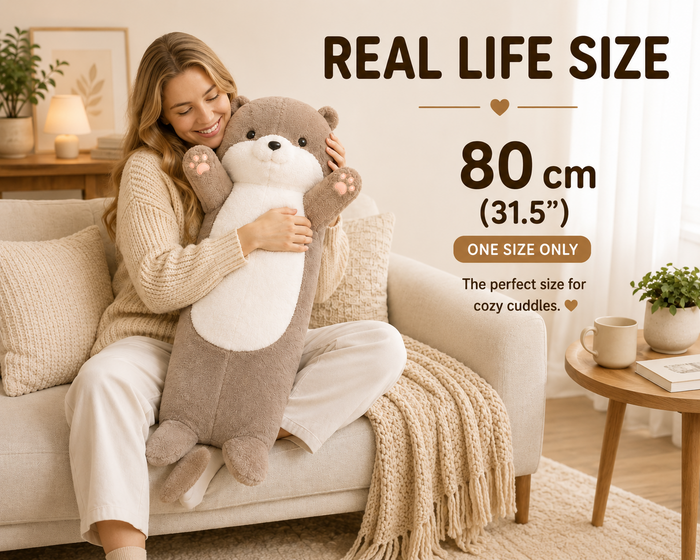 Large plush bear pillow bedroom lifestyle