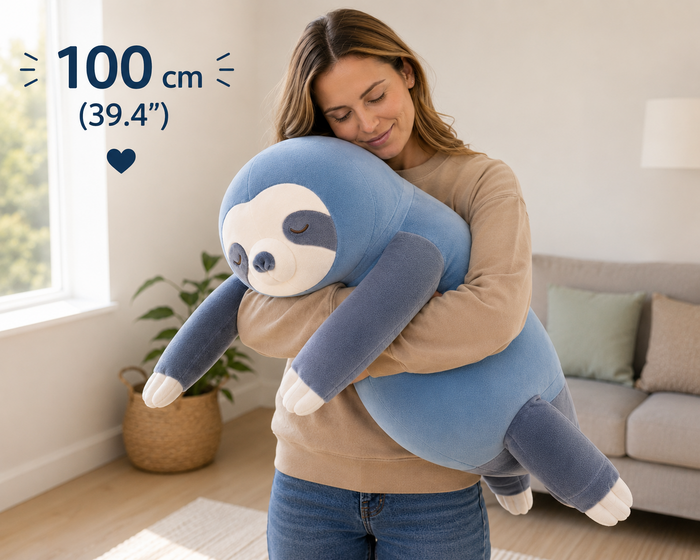 100 cm 39.4 inch blue sloth plush size reference