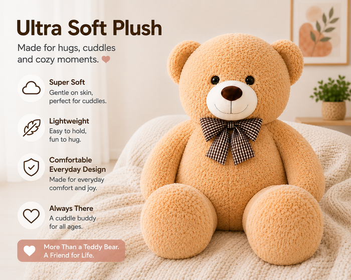 Large Teddy Bear Plush, 105 cm Stuffed Animal, Nursery & Bedroom Decor