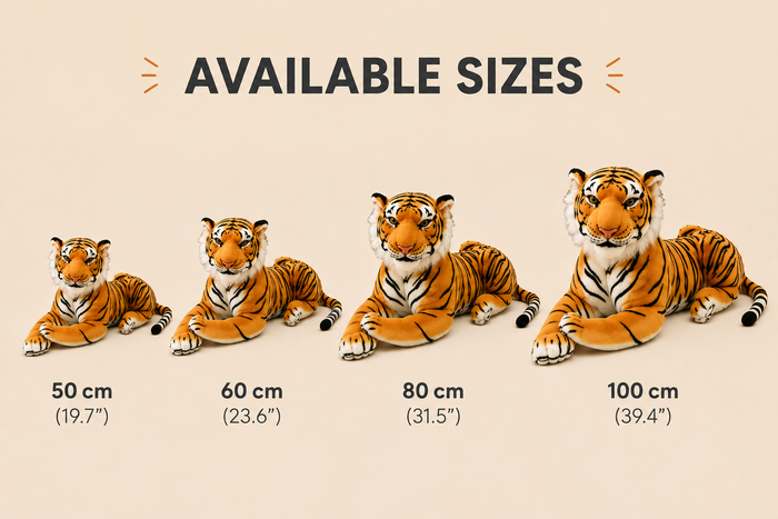 Tiger plush available sizes 50 60 80 and 100 cm
