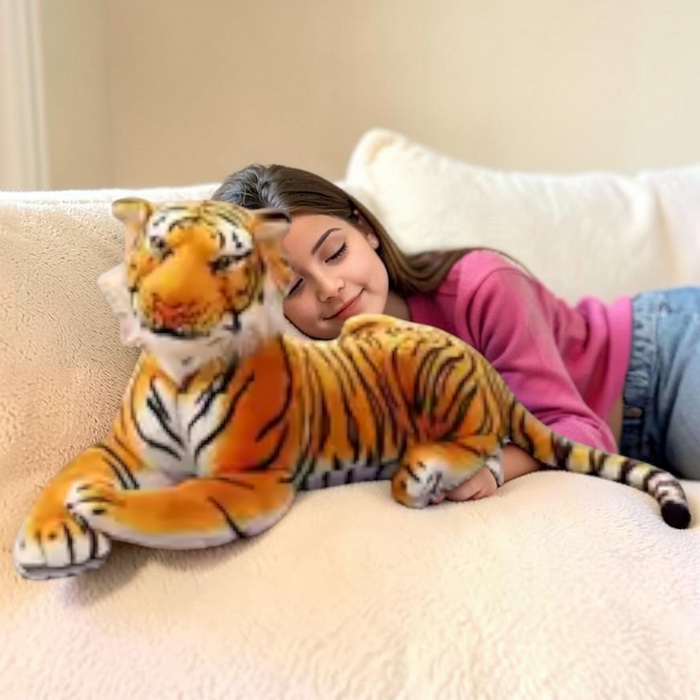 Large orange and white tiger plush pillows