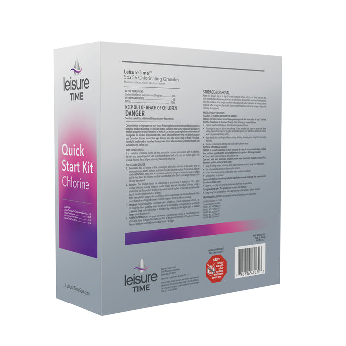 Leisure Time Chlorine Quick Start Spa Kit box back view