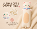 Long cat plush pillow close-up details
