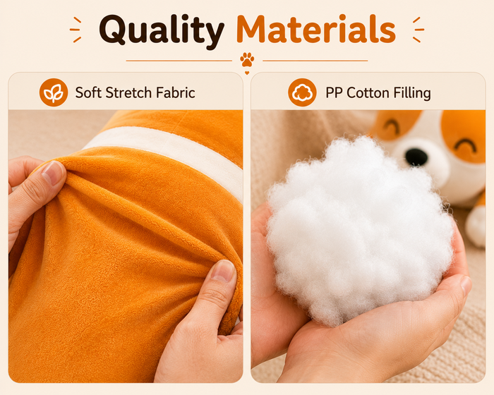 Long corgi plush pillow materials and filling