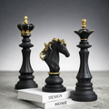 Black luxury chess piece decor set with king queen and knight