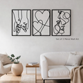 Minimalist metal wall art set of 3 in living room