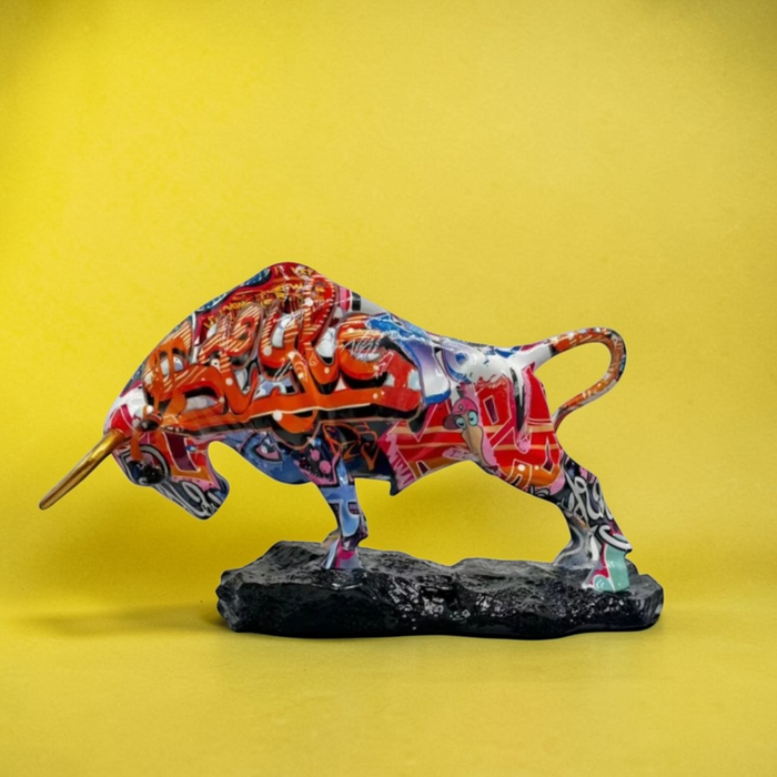 Sketch Bull sculpture on yellow background