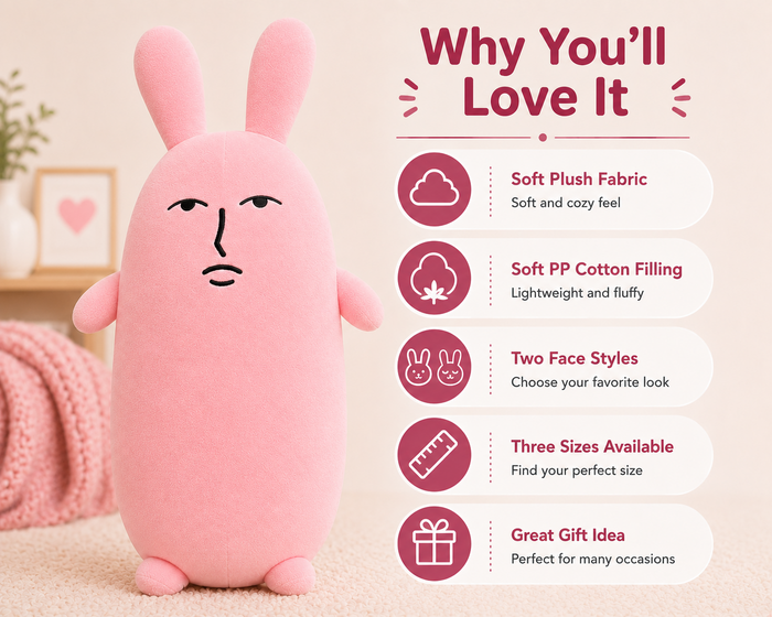 Pink rabbit pillow features