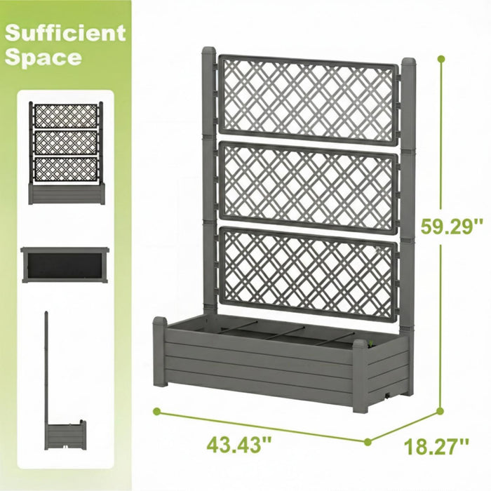 Plastic Raised Garden Bed with Trellis, Extra Tall Vertical Planter – Stone Coffee
