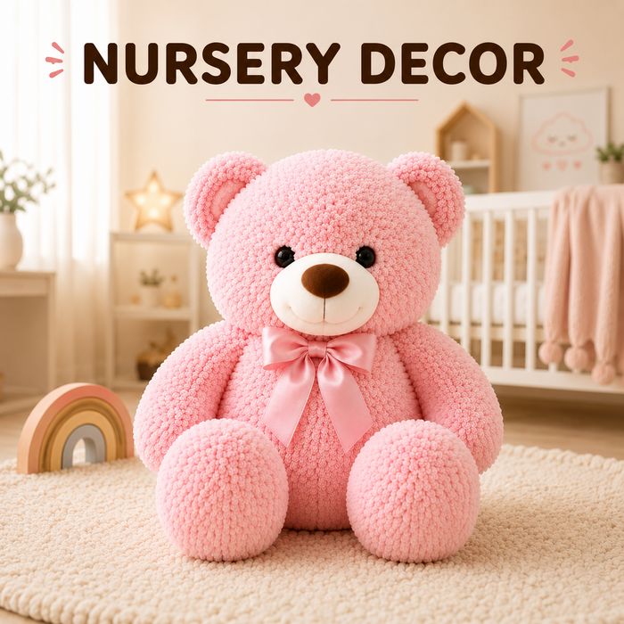 Plush teddy bear nursery decor