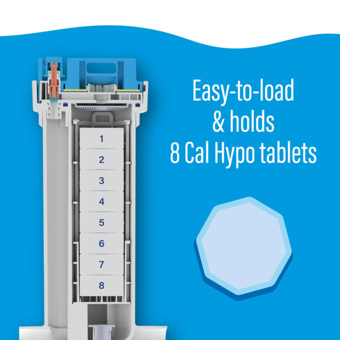 Poolife NST Cal Hypo Feeder 8 tablet capacity diagram