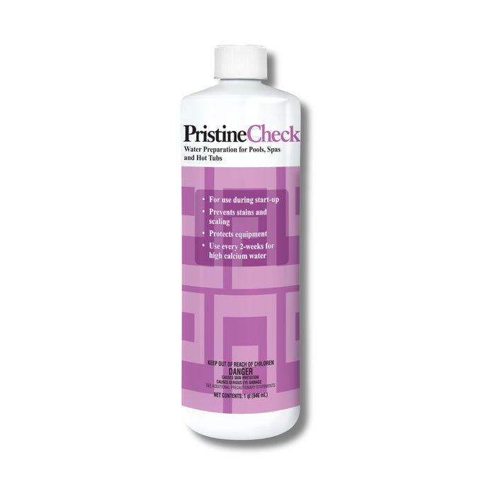 PristineBlue PristineCheck 32 oz calcium and mineral sequestering water preparation solution for pools and hot tubs