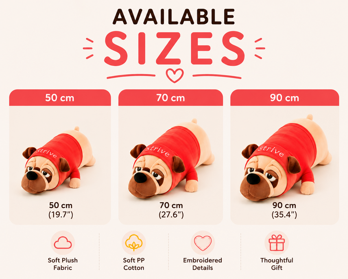 Pug plush pillow available sizes