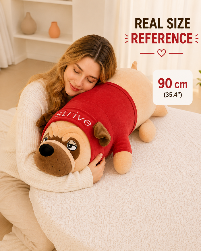 Large pug plush pillow size reference