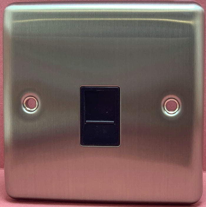 Quadrant Decor 1 Gang RJ45 Socket, Cat5 Satin Chrome & Black Insert - QD-4421-SC-B