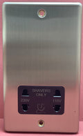 Quadrant Decor Shaver Socket Satin Chrome & Black Insert - QD-4580-SC-B