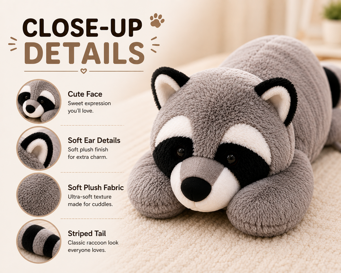 Raccoon plush size reference