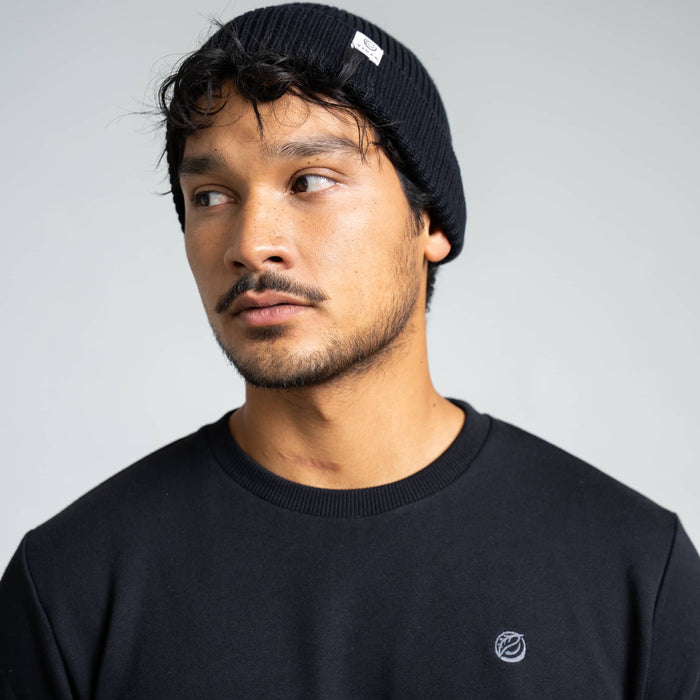 RECORD I Natural Crewneck Sweater | Black