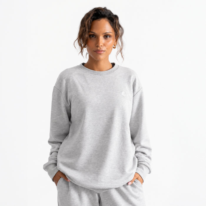 RECORD I Natural Crewneck Sweater | Light Grey