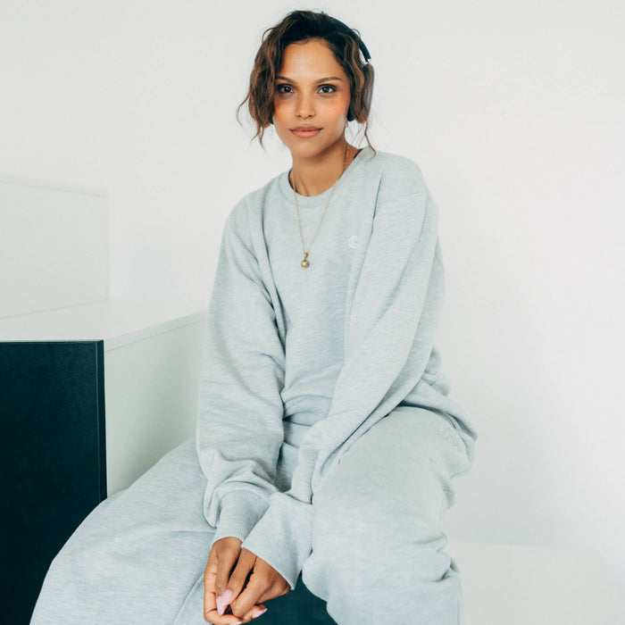 RECORD I Natural Crewneck Sweater | Light Grey