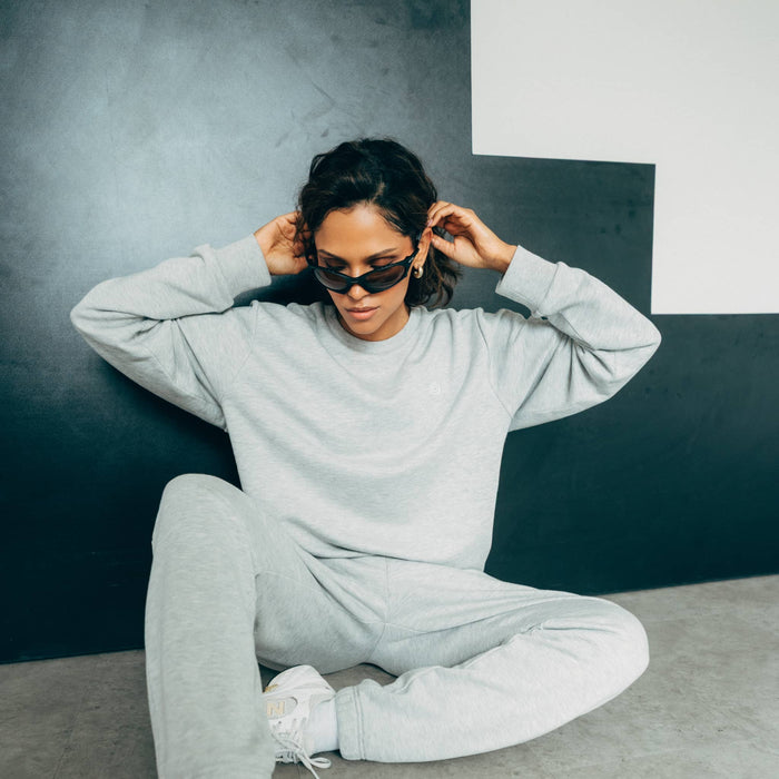 RECORD I Natural Crewneck Sweater | Light Grey