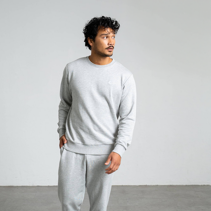 RECORD I Natural Crewneck Sweater | Light Grey