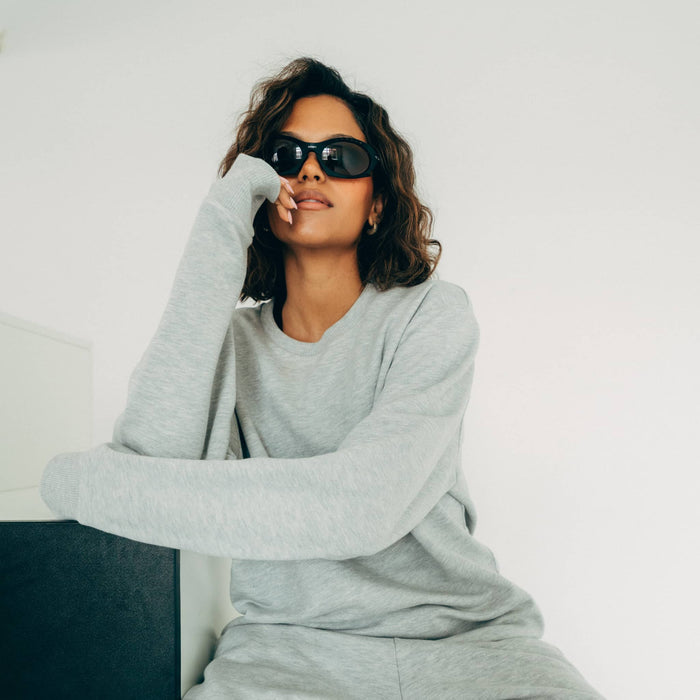 RECORD I Natural Crewneck Sweater | Light Grey
