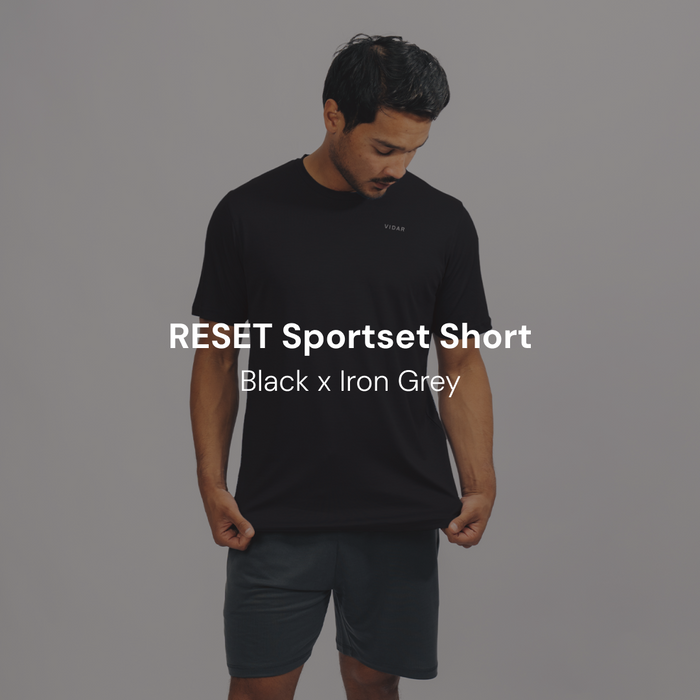 RESET Sportset Short | Black x Iron Grey