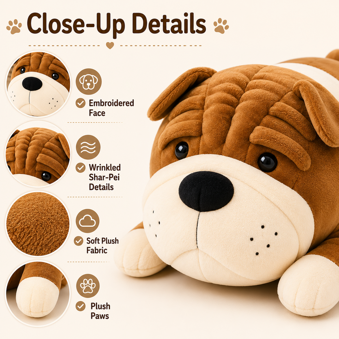 Shar Pei plush close up details