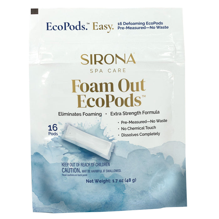 Sirona Spa Care Foam Out EcoPods, 16-count pouch of extra-strength spa defoamer