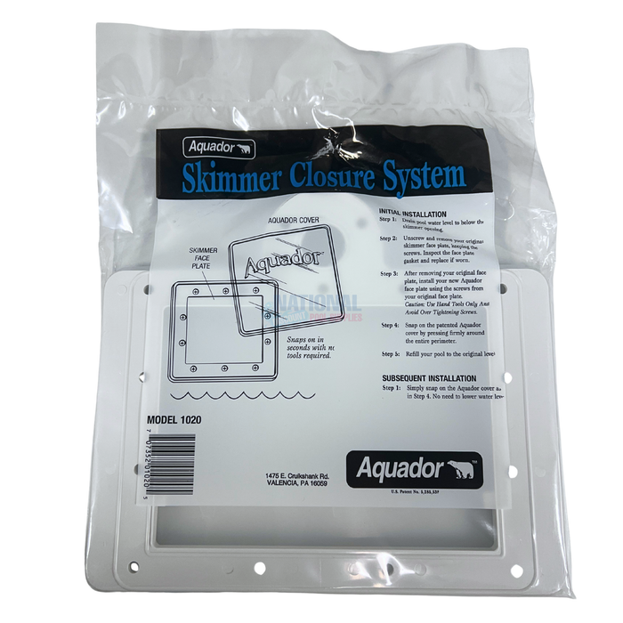 Aquador Skimmer Closure system 1020