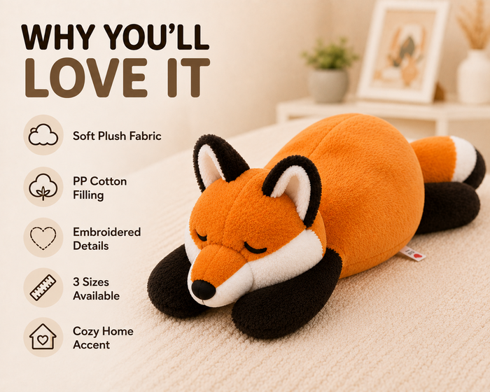 Sleeping fox plush details