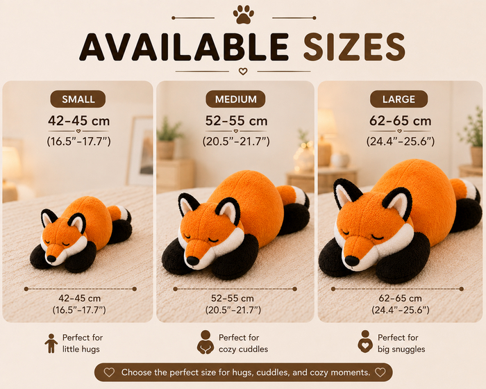 Sleeping fox plush available sizes