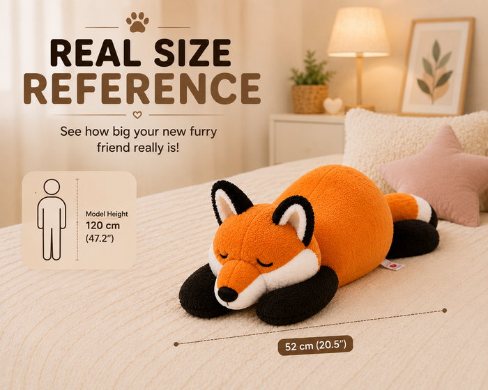 Sleeping fox plush size reference