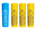 Spa FROG Serene Cartridge Kit featuring one blue mineral cartridge and three yellow bromine hot tub sanitizer cartridges
