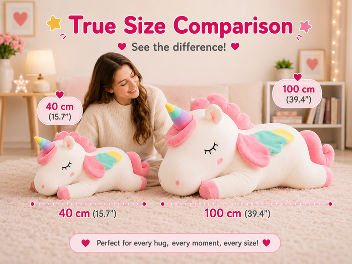 Unicorn Plush Pillow, Large Stuffed Animal, Kids Room & Nursery Decor