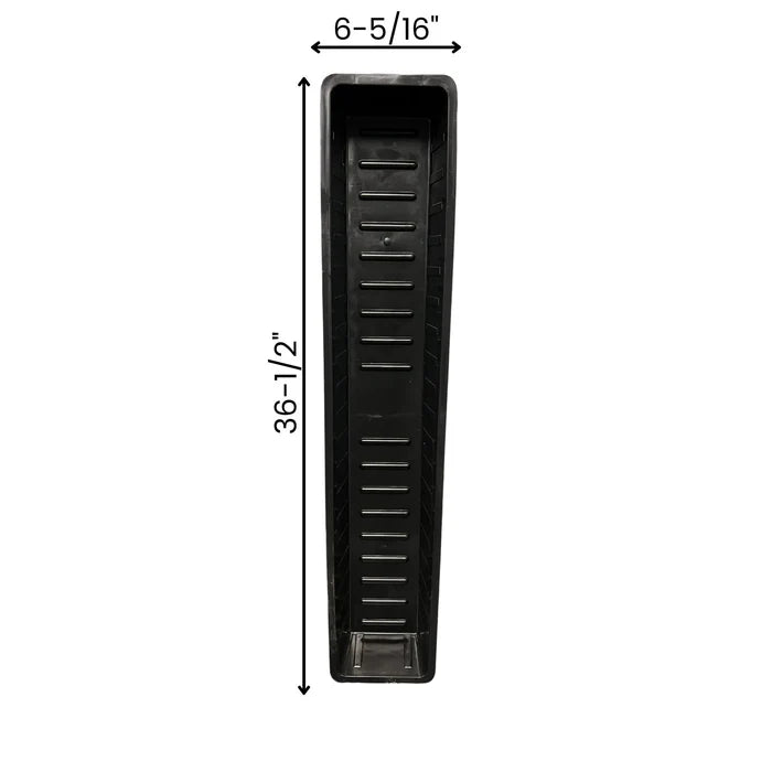 Dimensional diagram of HydroTools winter pool cover water block container showing 36.5-inch length and 6.31-inch width
