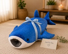 Whale shark plush gift presentation