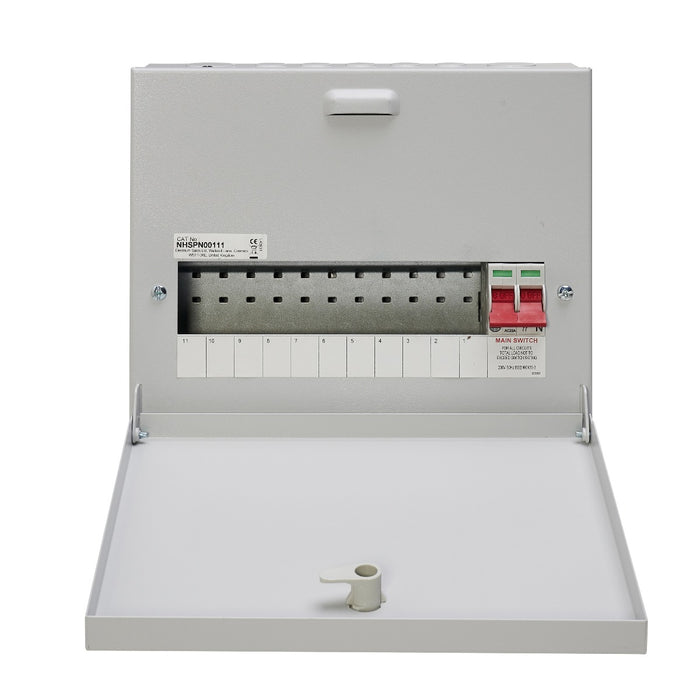 Wylex NHSPN00111L 11-Way 125A Surface 1P+N Distribution Board c-w Switch Disconnector