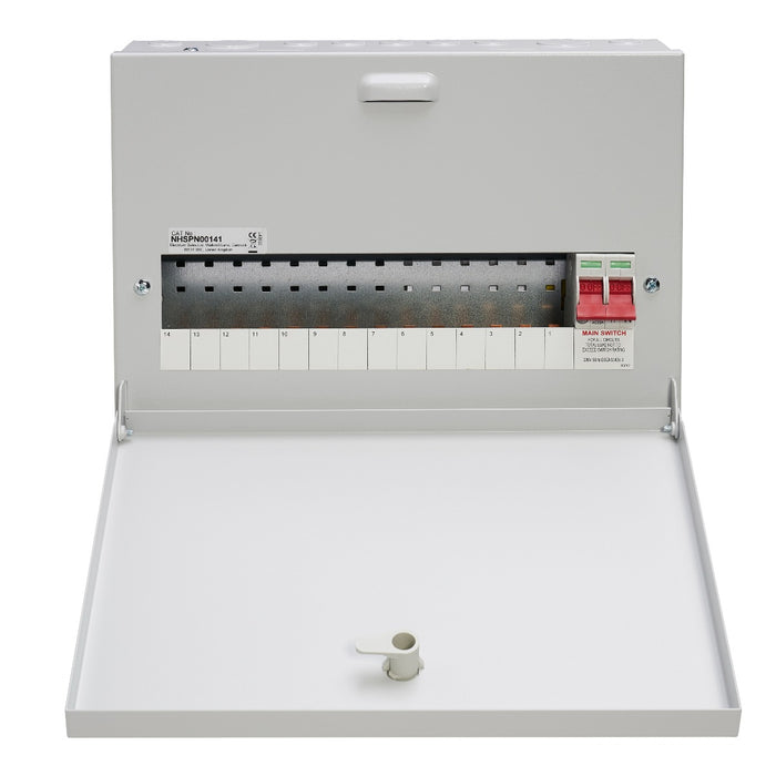 Wylex NHSPN00141L 14-Way 125A Surface 1P+N Distribution Board c-w Switch Disconnector